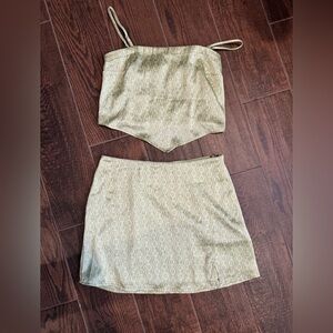 Hollister Floral Bandana Satin 2 Piece Skirt Set